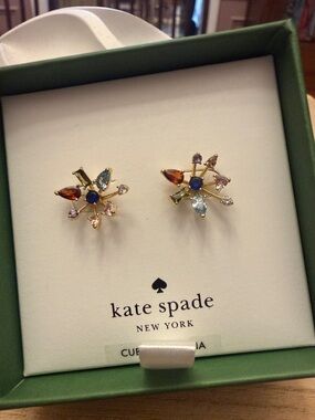 Kate Spade Firework Floral Gold Tone Earrings